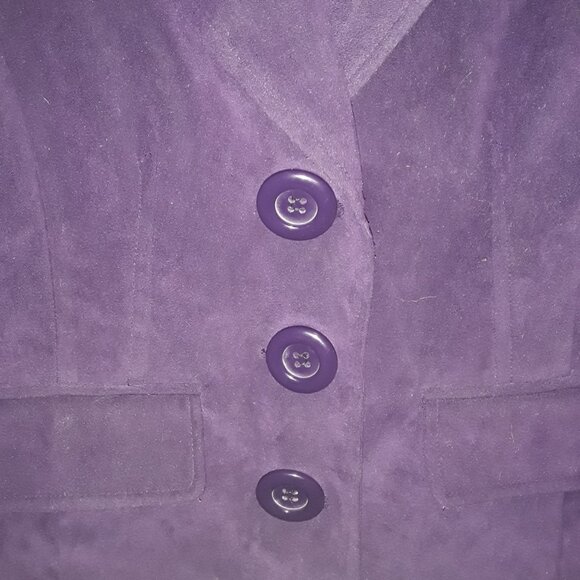 CATO SZ 8 Purple Suede Jacket & Midi Skirt Suit Set Business Career Soft! - Picture 3 of 12